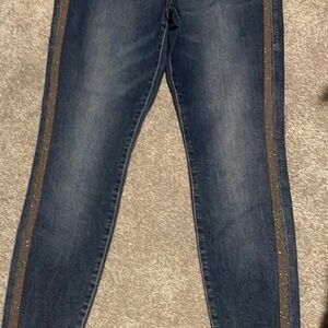 Women's Blue Jeans with Brown Accents